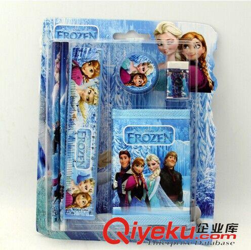 筆 本子 卷筆刀 尺子 修正帶 橡皮擦 迪士尼FROZEN卡通手提袋 冰雪奇緣文具套裝 冰雪文件袋文具套裝
