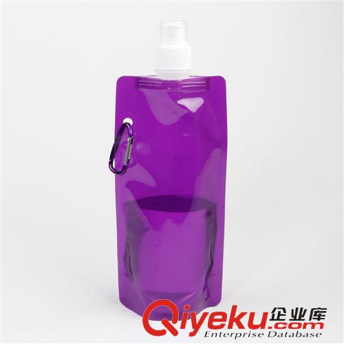直形折疊水袋 現貨折疊水袋（折疊水壺、水袋），可加印LOGO，寶蘭色