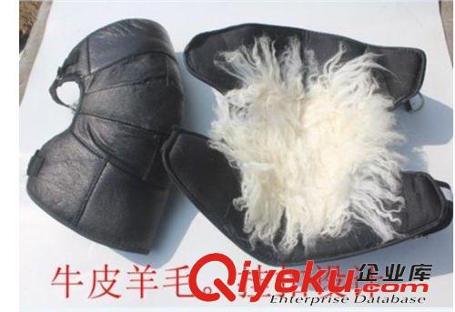 海寧皮革城皮具 頭層牛皮澳洲羊毛短款護膝zp電動車防寒保暖護膝摩托車護膝