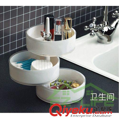 家居用品 高品質(zhì) 360度隨心旋轉(zhuǎn)儲物盤 三層轉(zhuǎn)動桌面收納盒 步步高收納盤原始圖片3