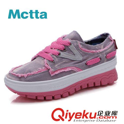 單鞋 麥途/Mctta 春夏新品增高彈簧鞋保健功能些時尚女鞋帆布鞋 MT8809原始圖片3