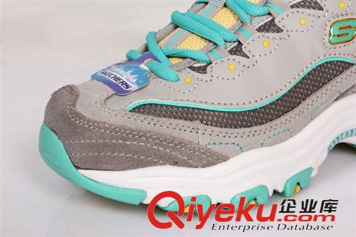 skechers 斯凱奇 真標(biāo)爆款 增高美女鞋 二層皮 灰綠 35-40原始圖片3