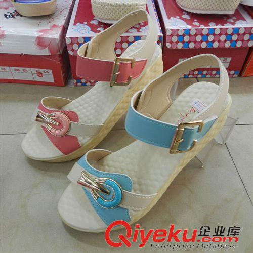 女鞋專區(qū) 2015夏季新款時尚休閑學(xué)生涼鞋 防水臺松糕跟女鞋 中跟單鞋批發(fā)潮