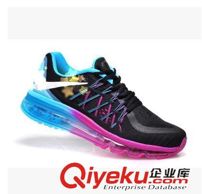 籃球鞋 全掌氣墊飛線網(wǎng)面運動鞋 MAX2015新款透氣男女跑步鞋編織彩虹情侶