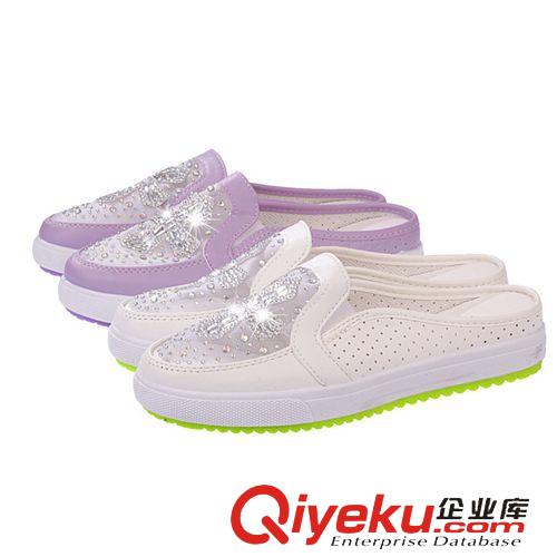 涼拖 2015淘寶新款夏秋網(wǎng)紗女拖鞋水鉆鏤空透氣平底松底涼拖鞋批發(fā)代發(fā)