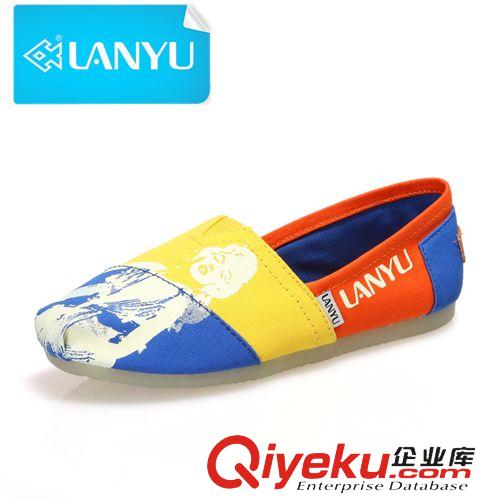 帆布鞋 藍(lán)魚(yú)布鞋夜光鞋發(fā)光鞋女鞋單鞋一腳蹬懶人鞋韓版jm潮帆布鞋瑪麗鞋原始圖片2