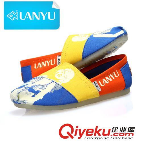 帆布鞋 藍(lán)魚(yú)布鞋夜光鞋發(fā)光鞋女鞋單鞋一腳蹬懶人鞋韓版jm潮帆布鞋瑪麗鞋原始圖片3