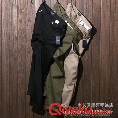 【休閑長褲】 批發(fā)外貿(mào)日單2014秋裝新品精梳棉基本款男士小腳褲休閑褲 長褲