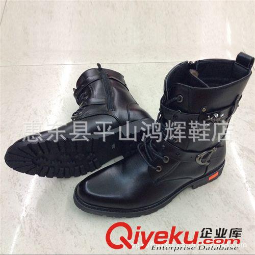 男士單鞋 批發(fā)冬季新款英倫男士高筒柳釘馬丁靴 時(shí)尚潮流耐磨男加厚靴原始圖片2