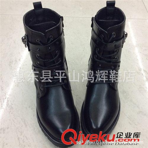 男士單鞋 批發(fā)冬季新款英倫男士高筒柳釘馬丁靴 時(shí)尚潮流耐磨男加厚靴原始圖片3