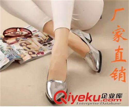 女士高跟鞋 歐洲站2015春新款女鞋尖頭粗跟單鞋時尚中跟婚鞋上班工鞋潮
