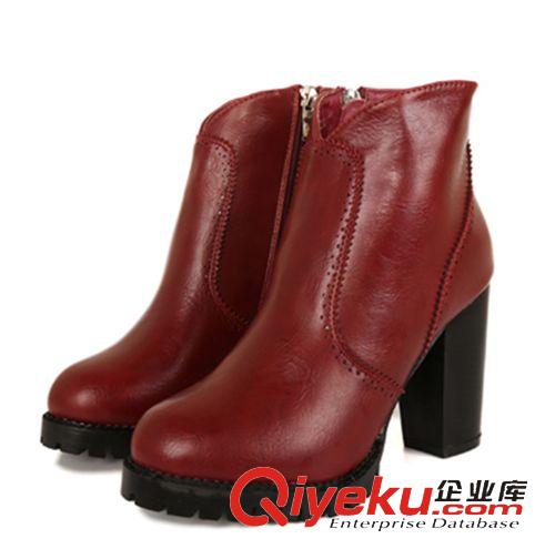 女士高跟鞋 2015潮女秋冬女 英倫復古時尚防水臺粗跟短筒馬丁短皮靴