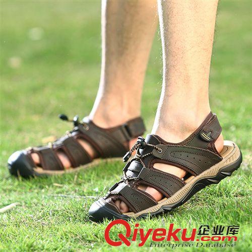 涼鞋 駱2015新款駝zp牛皮休閑皮鞋男鞋鏤空透氣涼鞋 廠家批發(fā)