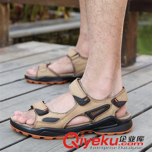 涼鞋 新款夏季zp韓版沙灘男涼鞋手工縫制露趾鞋牛筋厚底耐磨透氣涼鞋原始圖片3