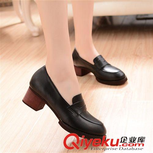 1月下旬 2015春季學(xué)院zp厚底粗跟單鞋英倫中跟女鞋圓頭套腳低幫鞋女新款
