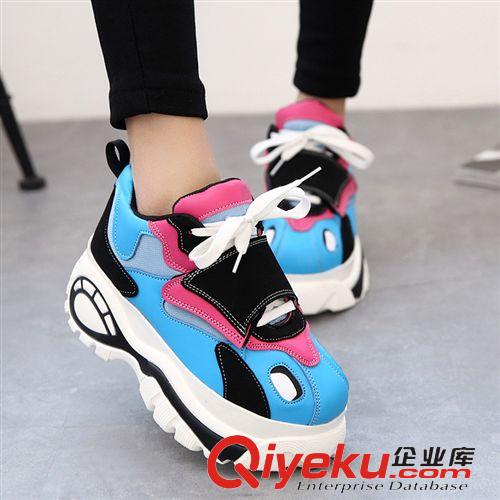 2015春新品 原宿運動鞋女 15春新款潮厚底松糕鞋子 韓版網(wǎng)布女鞋單鞋批發(fā)原始圖片3