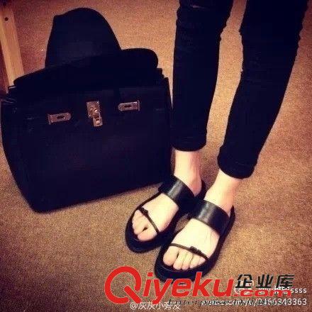 夏季拖鞋 2015夏季平底女涼鞋子厚底一字型涼拖鞋子批發(fā)原始圖片2