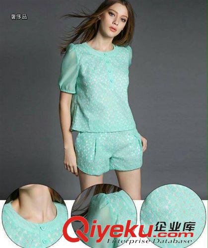 女式休閑套裝 2015 夏季新款時尚名媛氣質(zhì)小香鳳休閑套裝原始圖片3