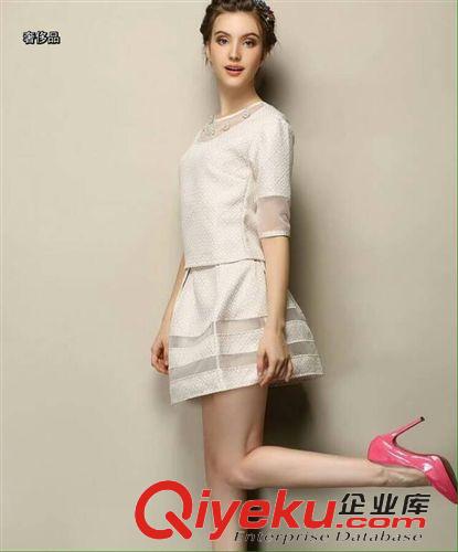 女式休閑套裝 2015 夏季新款時(shí)尚氣質(zhì)甜美休閑套裝原始圖片2
