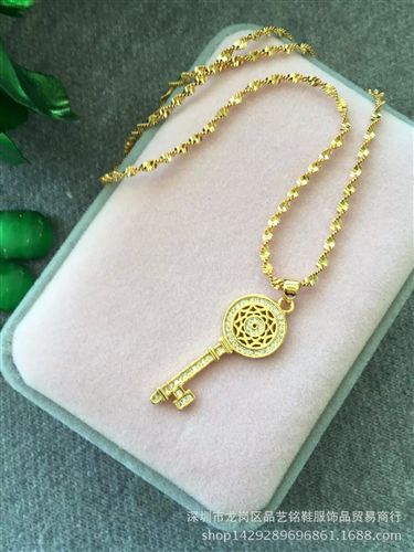 歐幣飾品 歐洲站新款歐幣項鏈 時尚個性男女式項鏈微鑲鑰匙十字架一件代發