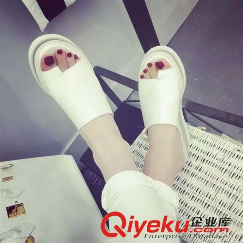 5.05~5.10 2015夏季新款歐美鉚釘星星厚底人字拖防水臺草編涼拖鞋女鞋批發