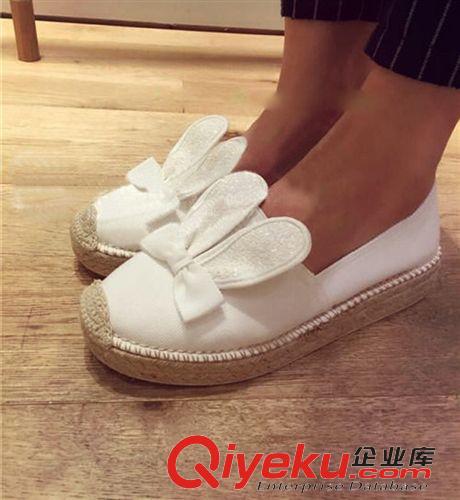 【2015年新品】 歐美2015新款厚底懶人鞋亮片兔耳朵麻繩底漁夫鞋蝴蝶結(jié)潮女鞋單鞋原始圖片2