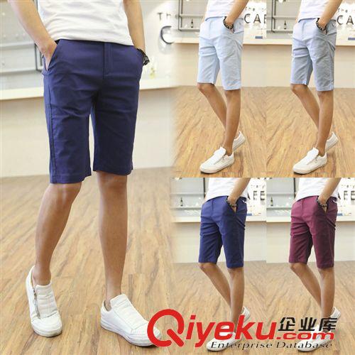 2015年05月11號(hào) 2015夏裝四波新品男士純色五分褲男修身棉麻褲彈力休閑短褲原始圖片2