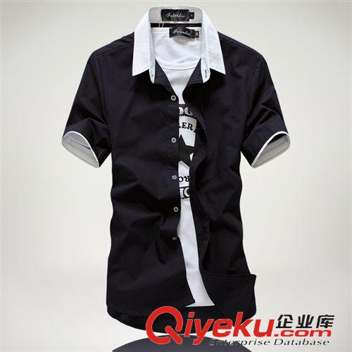 2014年05月16號(hào) 熱賣夏裝五波爆款熱賣多色男士潮流短袖修身襯衫一件代發(fā)原始圖片3