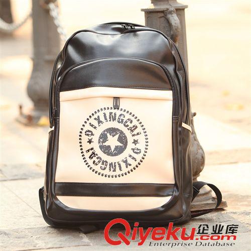 包包 2015新款男士雙肩pu皮復(fù)古撞色學(xué)院風(fēng)背包旅行大高中學(xué)生潮運動包原始圖片2