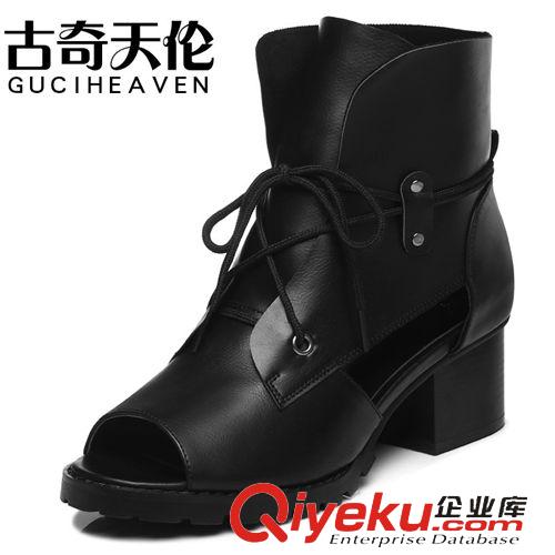 古奇天倫 古奇天倫 8178 魚嘴高跟鞋 粗跟女鞋子 休閑系帶女鞋原始圖片2