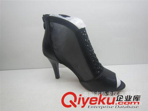 時尚女靴子 千秋紅2015春款歐洲站街頭時尚網(wǎng)紗魚嘴短靴高跟鏤空單鞋女鞋079原始圖片2