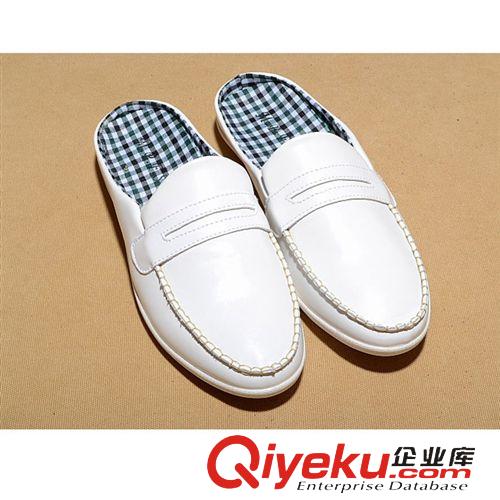2015夏季新品 2015夏款半拖鞋白色半拖單鞋包頭拖鞋低幫潮鞋男士韓版休閑鞋原始圖片2