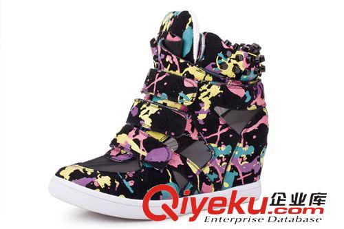 5月新款 混批歐洲站夏季新款迷彩透氣網(wǎng)紗鉚釘內(nèi)增高休閑鞋高幫鞋女鞋原始圖片3