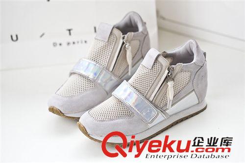 2014春季新款 春夏款 韓版透氣網(wǎng)紗zp拼色內(nèi)增高低幫鞋休閑鞋女鞋混批原始圖片3