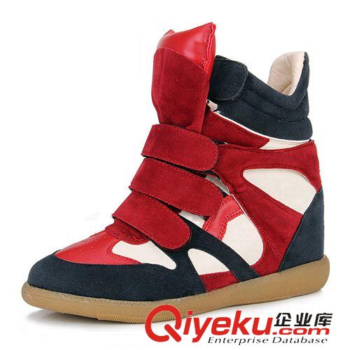 劉嘉玲同款 劉嘉玲同款潮鞋魔術貼內增高休閑鞋運動鞋高幫鞋女鞋子 銀色