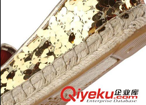 女鞋 拖里伯奇款草編麻繩亮片單鞋休閑漁夫鞋女平底鞋zp女鞋  直銷原始圖片3