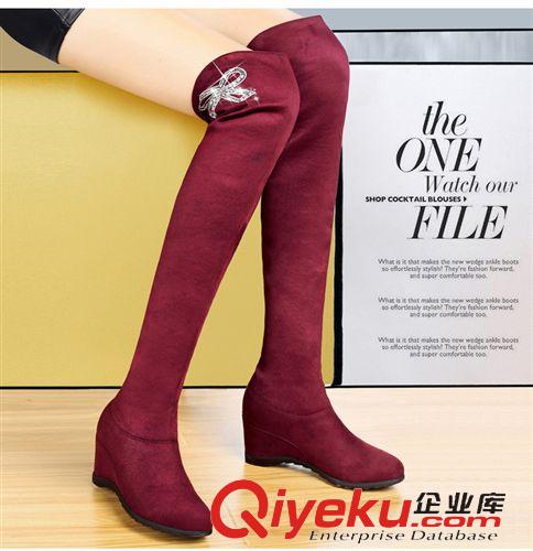 盾狐 盾狐長靴 性感過膝高跟鞋面蝴蝶結(jié)水鉆女靴A19-18原始圖片2