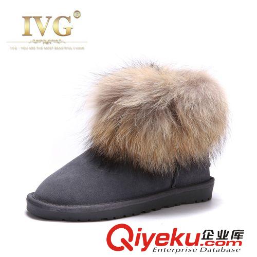ivg 狐貍毛雪地靴 5854低邦短筒短靴子 牛筋底雪地靴