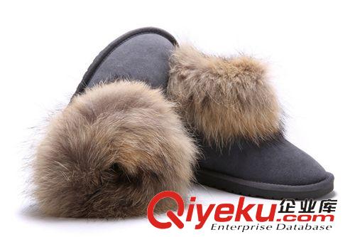 ivg 狐貍毛雪地靴 5854低邦短筒短靴子 牛筋底雪地靴