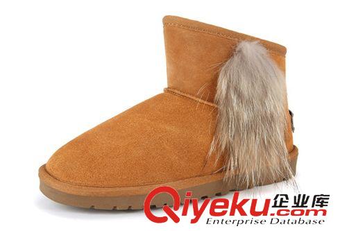 ivg 冬季IVG熱賣狐貍毛 雪地靴 平底防滑zp牛皮 雪地靴短筒女靴