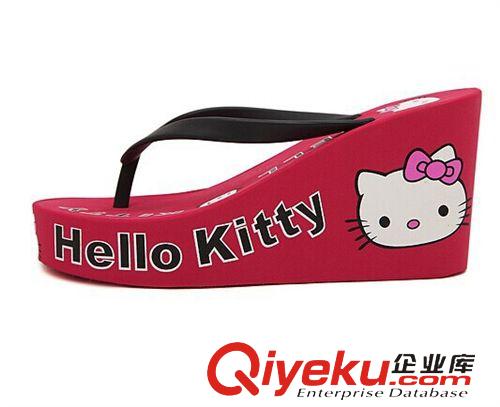 拖鞋專區(qū) 夾腳人字拖Hello Kit-ty 2014夏季新款坡跟厚底女鞋女拖Y03批發(fā)