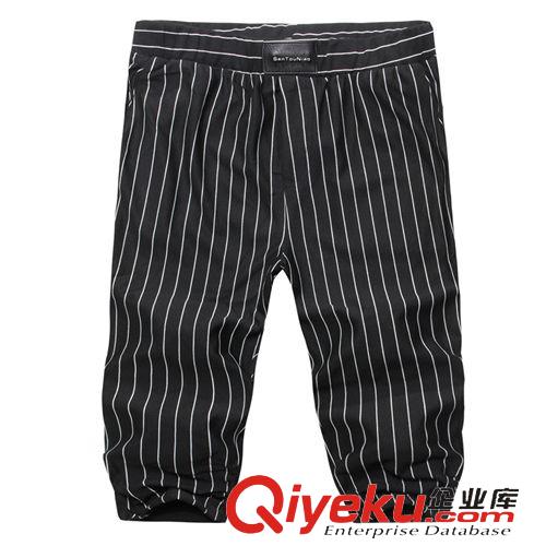 短褲 夏季新款男裝條紋休閑褲短褲條紋哈倫褲修身五分褲男批發代理