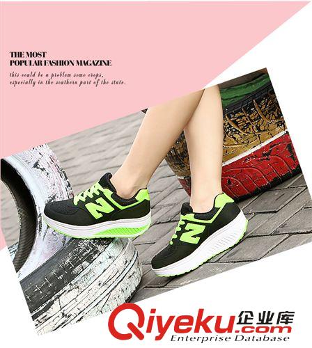 搖搖鞋 夏季透氣網(wǎng)布網(wǎng)紗坡跟松糕厚底女搖搖鞋韓版休閑ssjf女單鞋原始圖片2