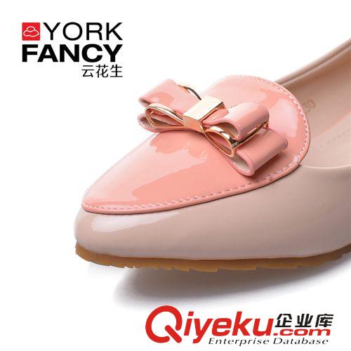 單鞋 女鞋2014新款 秋冬坡跟低跟女鞋漆皮淺口低跟潮流 女式單鞋原始圖片2