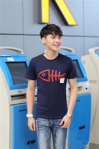 T恤 2015新品t恤男士韓版修身純棉薄款圓領短袖男式印花t恤網店代理原始圖片2