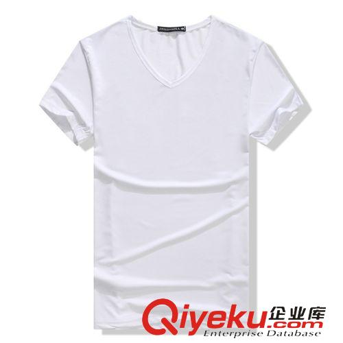 T恤 2015新品t恤男士純色韓版修身男裝純棉V領T恤男式短袖T恤網店代理原始圖片2