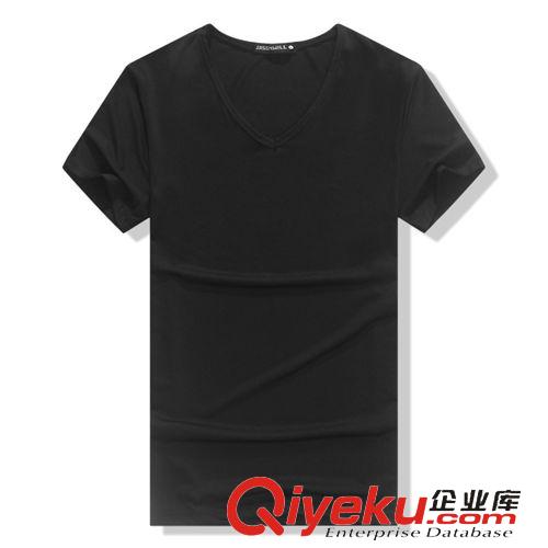 T恤 2015新品t恤男士純色韓版修身男裝純棉V領T恤男式短袖T恤網店代理原始圖片3