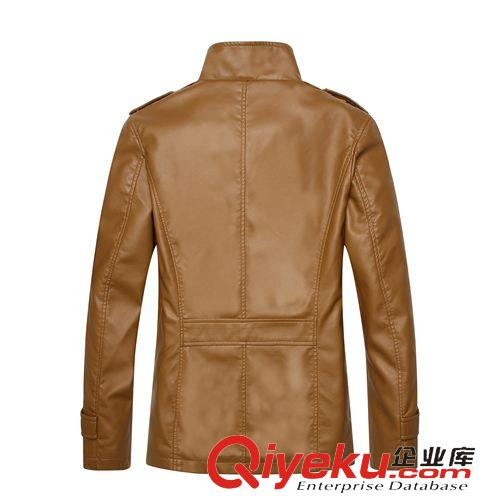外套 廠家直銷 2015春季新款男裝PU機(jī)車皮衣男士純色立領(lǐng)外套 男式皮衣原始圖片2