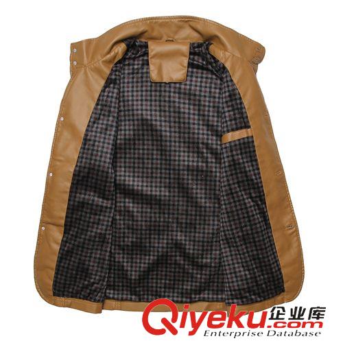 外套 廠家直銷 2015春季新款男裝PU機(jī)車皮衣男士純色立領(lǐng)外套 男式皮衣原始圖片3
