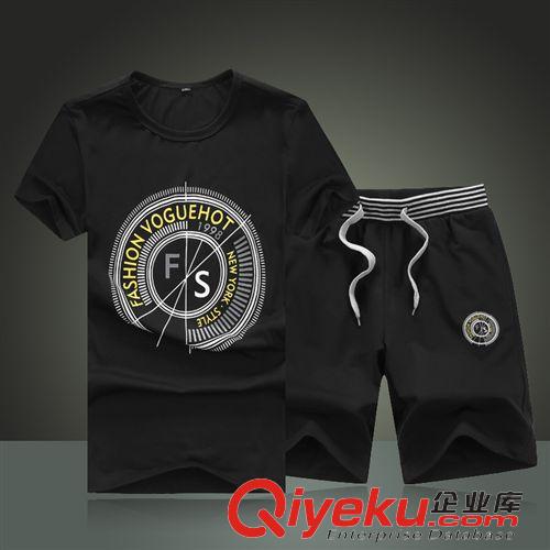 套裝 2015夏季新款純棉薄款印花圓領(lǐng)短袖休閑男式t恤套裝網(wǎng)店代理